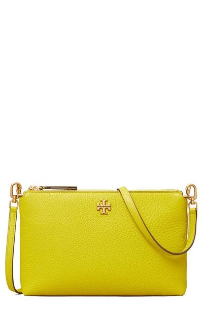 Shop Tory Burch Mercer Pebbled Zip Crossbody Bag In Island Chartreuse