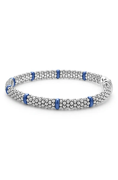 Shop Lagos Blue Caviar Diamond & Ceramic Station Rope Bracelet In Marine