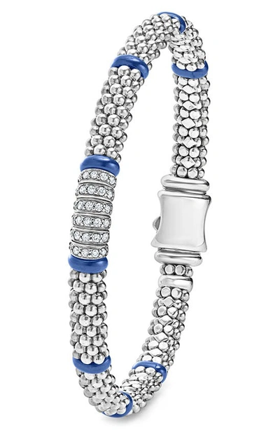 Lagos Blue Caviar Diamond & Ceramic Station Rope Bracelet In Marine