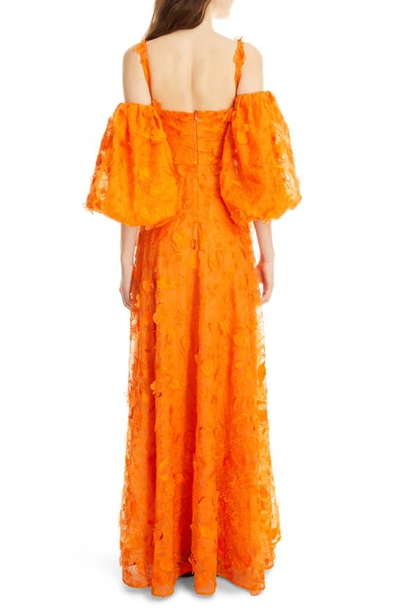 Shop Erdem Emanuela Cold Shoulder Silk Gown In Clementine