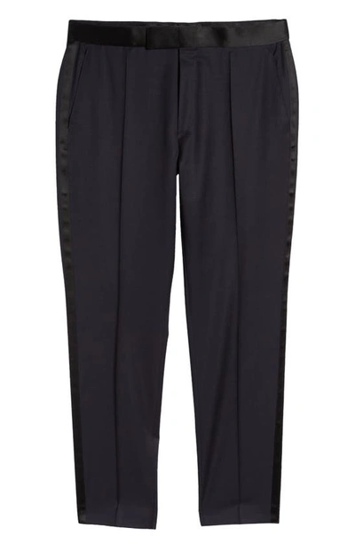 Shop Hugo Boss Boss Genius Virgin Wool Tux Pants In Navy