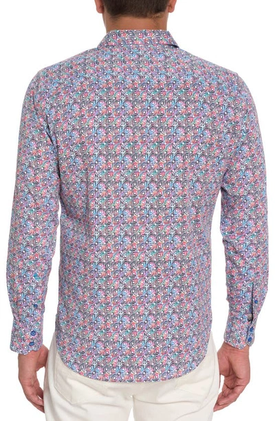 Shop Robert Graham Boom Boom Geo Print Stretch Button-up Shirt In Blue
