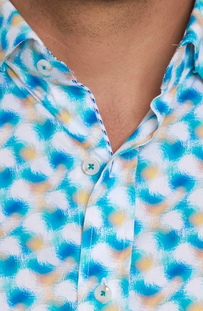 Shop Robert Graham Hewlett Short Sleeve Button-up Shirt In Teal
