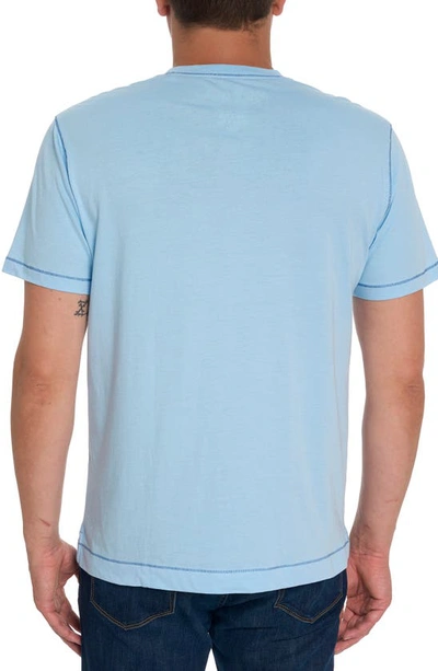 Shop Robert Graham Eastwood V-neck Cotton Blend T-shirt In Light Blue