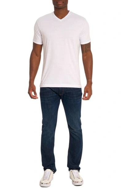 Shop Robert Graham Eastwood V-neck Cotton Blend T-shirt In White