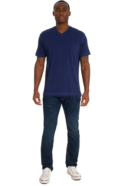 Shop Robert Graham Eastwood V-neck Cotton Blend T-shirt In Navy