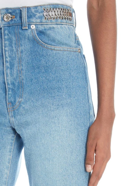 Shop Rabanne Chain Detail Nonstretch Denim Straight Leg Jeans In Denim Stone