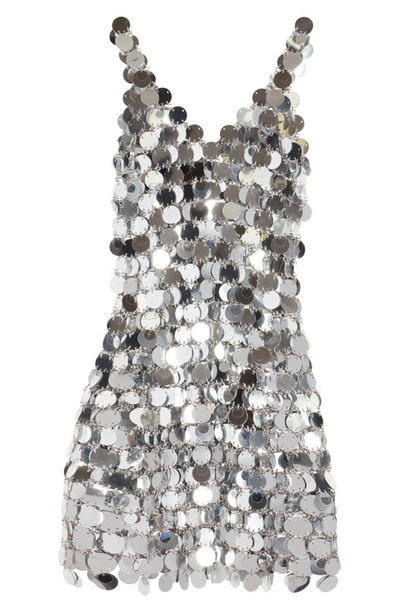Shop Rabanne V-neck Paillette Minidress In Silver