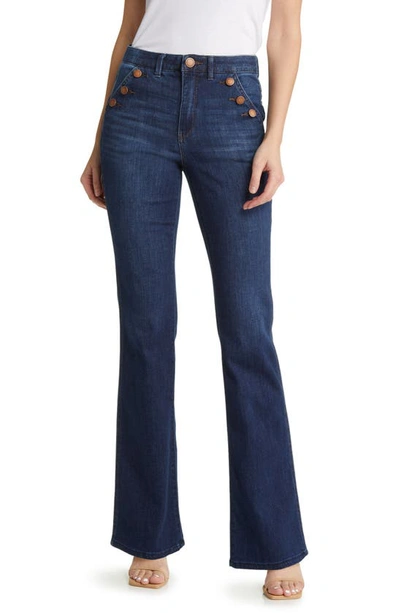 Shop Wit & Wisdom 'ab'solution Button Trim Flare Jeans In Indigo