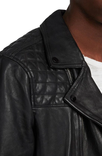 Shop Allsaints Conroy Leather Biker Jacket In Ink Navy