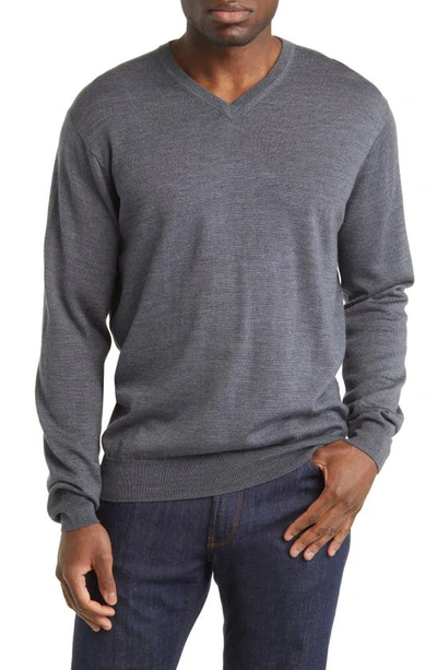 Shop Peter Millar Autumn Crest V-neck Merino Wool Blend Sweater In Charcoal