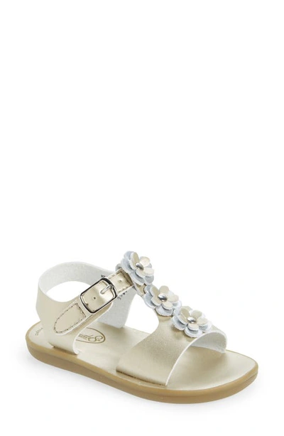 Shop Footmates Jasmine Metallic Flower Waterproof Sandal In Soft Gold Micro