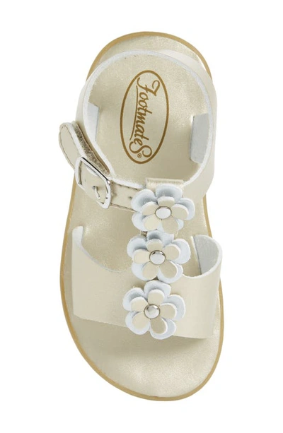 Shop Footmates Jasmine Metallic Flower Waterproof Sandal In Soft Gold Micro