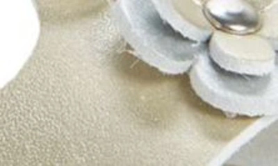 Footmates Jasmine Metallic Flower Waterproof Sandal In Soft Gold Micro