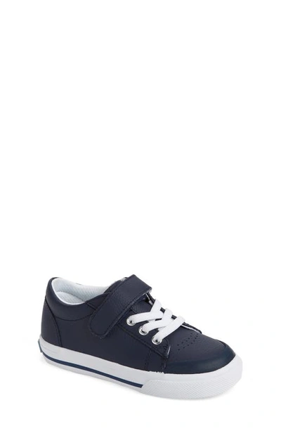 Shop Footmates Reese Sneaker In Navy Leather