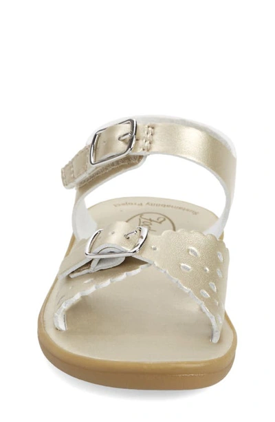 Shop Footmates Eco-ariel Waterproof Sandal In Soft Gold Micro