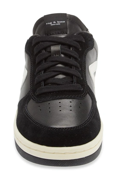 Rag & Bone Retro Mixed Leather Runner Sneakers In Blk/ Wht