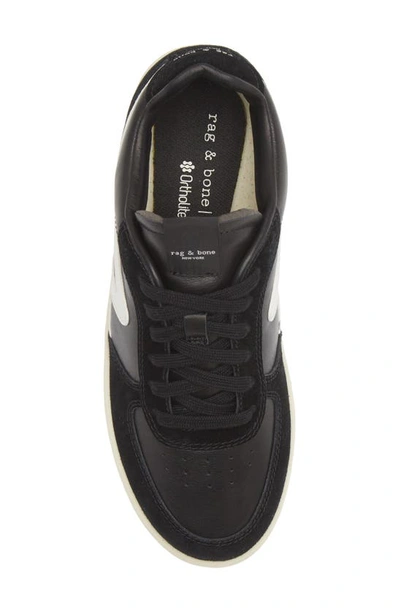 Rag & Bone Retro Mixed Leather Runner Sneakers In Blk/ Wht