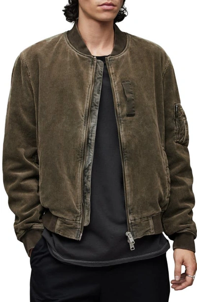 Shop Allsaints Tyler Cotton Corduroy Bomber Jacket In Meadow Brown