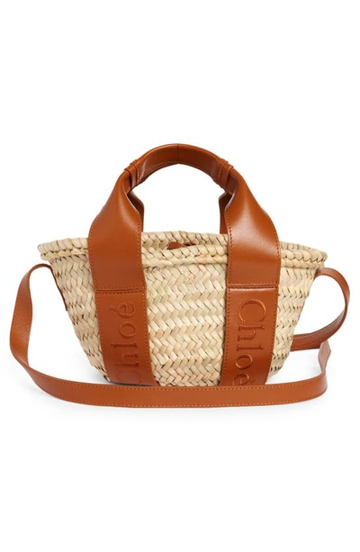 Shop Chloé Sense Woven Palm Basket Handbag In 247 Caramel