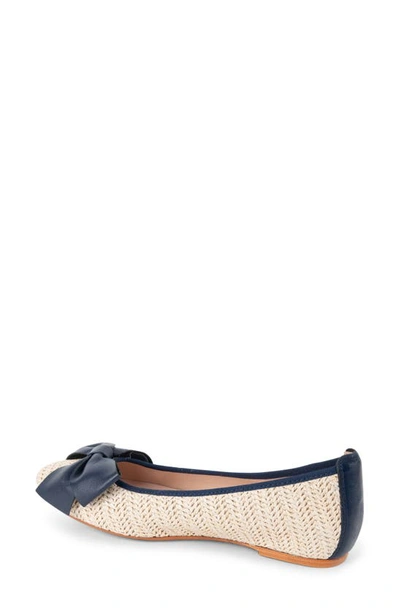 Patricia Green St. Tropez Bow Raffia Flat In Navy