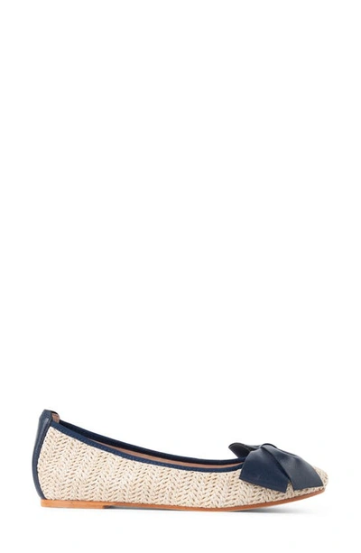 Patricia Green St. Tropez Bow Raffia Flat In Navy