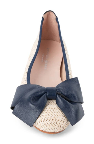 Patricia Green St. Tropez Bow Raffia Flat In Navy