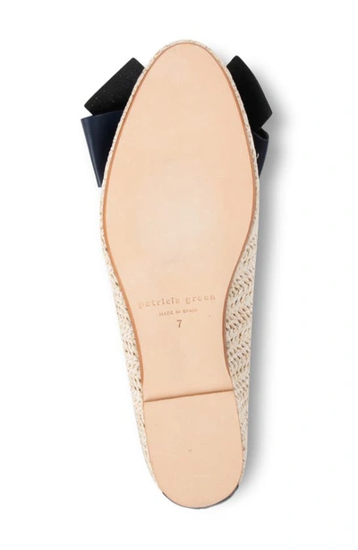 Patricia Green St. Tropez Bow Raffia Flat In Navy