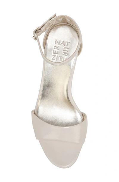 Naturalizer Vera Ankle Strap Wedge Sandal In Satin Pearl Beige Synthetic