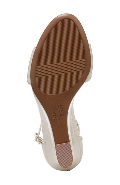 Naturalizer Vera Ankle Strap Wedge Sandal In Satin Pearl Beige Synthetic
