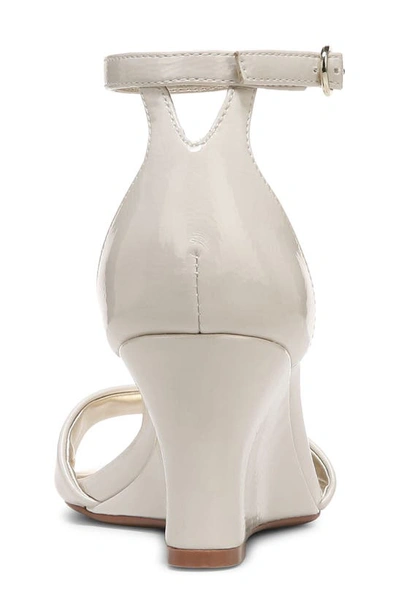 Naturalizer Vera Ankle Strap Wedge Sandal In Satin Pearl Beige Synthetic