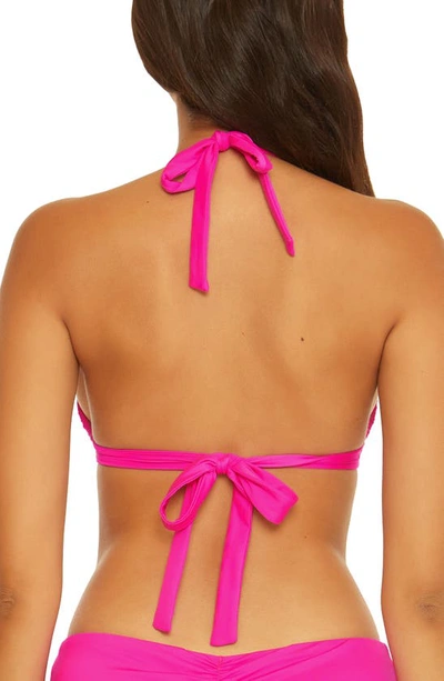 Shop Becca Santorini Halter Neck Bikini Top In Pink Flambe