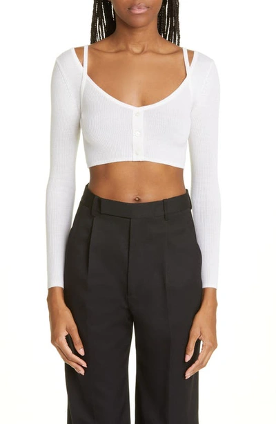 Shop Jason Wu Rib Crop Merino Wool Cardigan In White