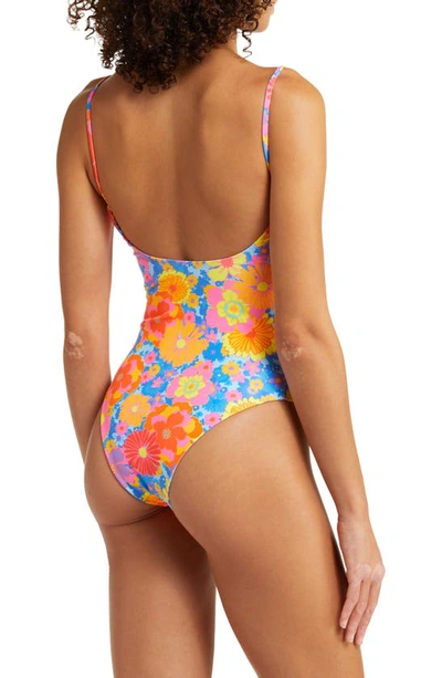 Shop Kulani Kinis Floral Cheeky One-piece Swimsuit In Sapphire Sun