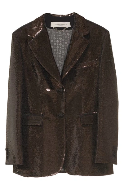 Shop Golden Goose Sequin One-button Jacket In Nine Iron