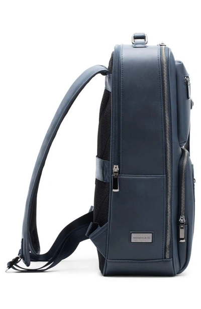 Shop Maverick & Co. Explorer Plus Water Resistant Faux Leather Backpack In Navy