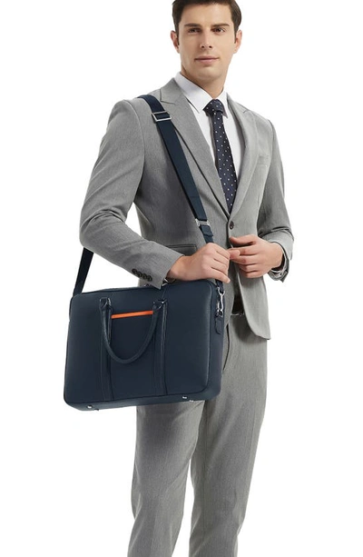 Maverick & Co. Manhattan Deluxe Leather Briefcase In Navy