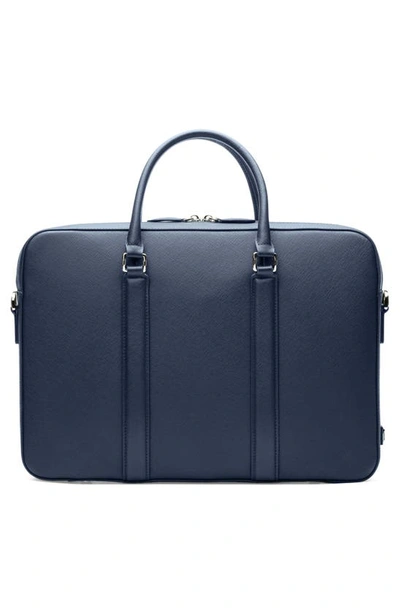 Maverick & Co. Manhattan Deluxe Leather Briefcase In Navy