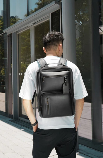 Shop Maverick & Co. Explorer Plus Water Resistant Faux Leather Backpack In Black