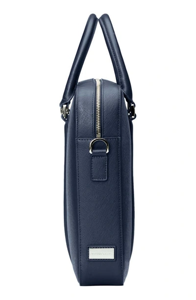 Maverick & Co. Manhattan Deluxe Leather Briefcase In Navy
