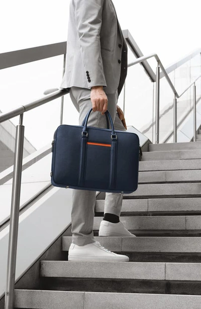 Maverick & Co. Manhattan Deluxe Leather Briefcase In Navy