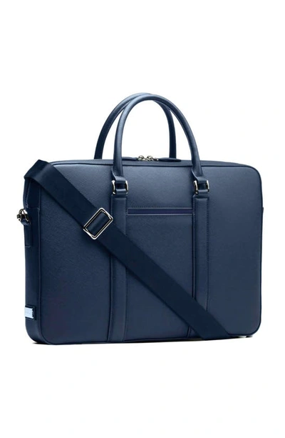 Shop Maverick & Co. Manhattan Deluxe Leather Briefcase In Navy