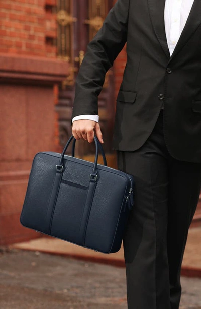 Shop Maverick & Co. Manhattan Deluxe Leather Briefcase In Navy