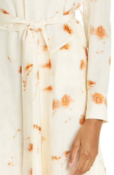 Shop Jason Wu Abstract Floral Long Sleeve Silk Crêpe De Chine Shirtdress In Plaster Multi