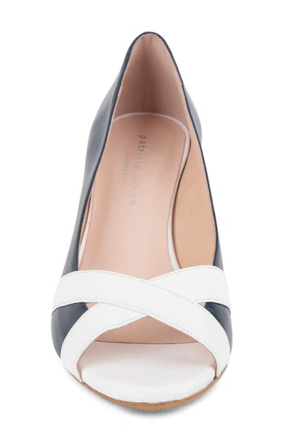 Patricia Green Como Peep Toe Wedge Sandal In Navy White