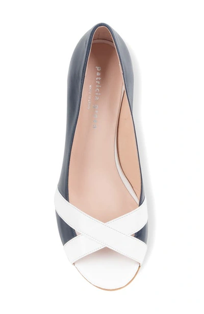 Patricia Green Como Peep Toe Wedge Sandal In Navy White