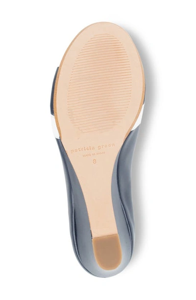 Patricia Green Como Peep Toe Wedge Sandal In Navy White