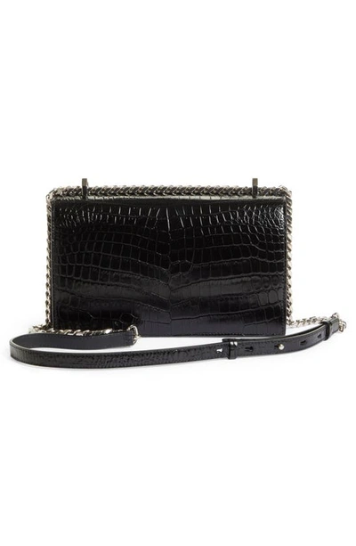 Shop Alexander Mcqueen Jewelled Croc Embossed In Black