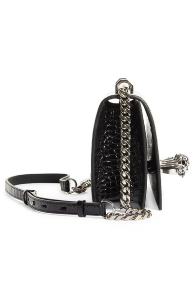 Shop Alexander Mcqueen Jewelled Croc Embossed In Black