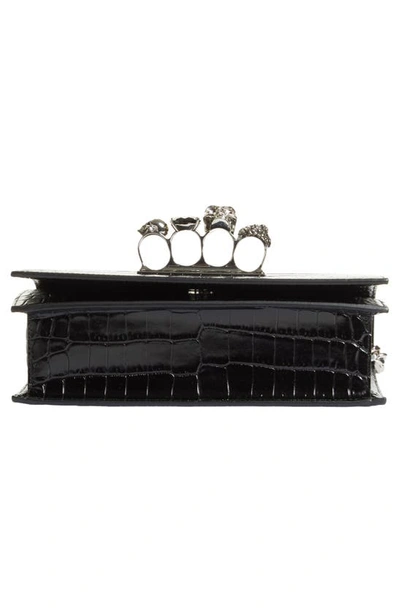 Shop Alexander Mcqueen Jewelled Croc Embossed In Black